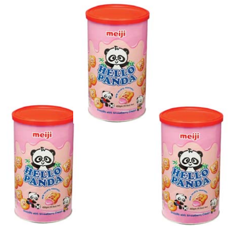 Bánh vị dâu Hello Panda hiệu Meiji  - hộp tròn 450gr